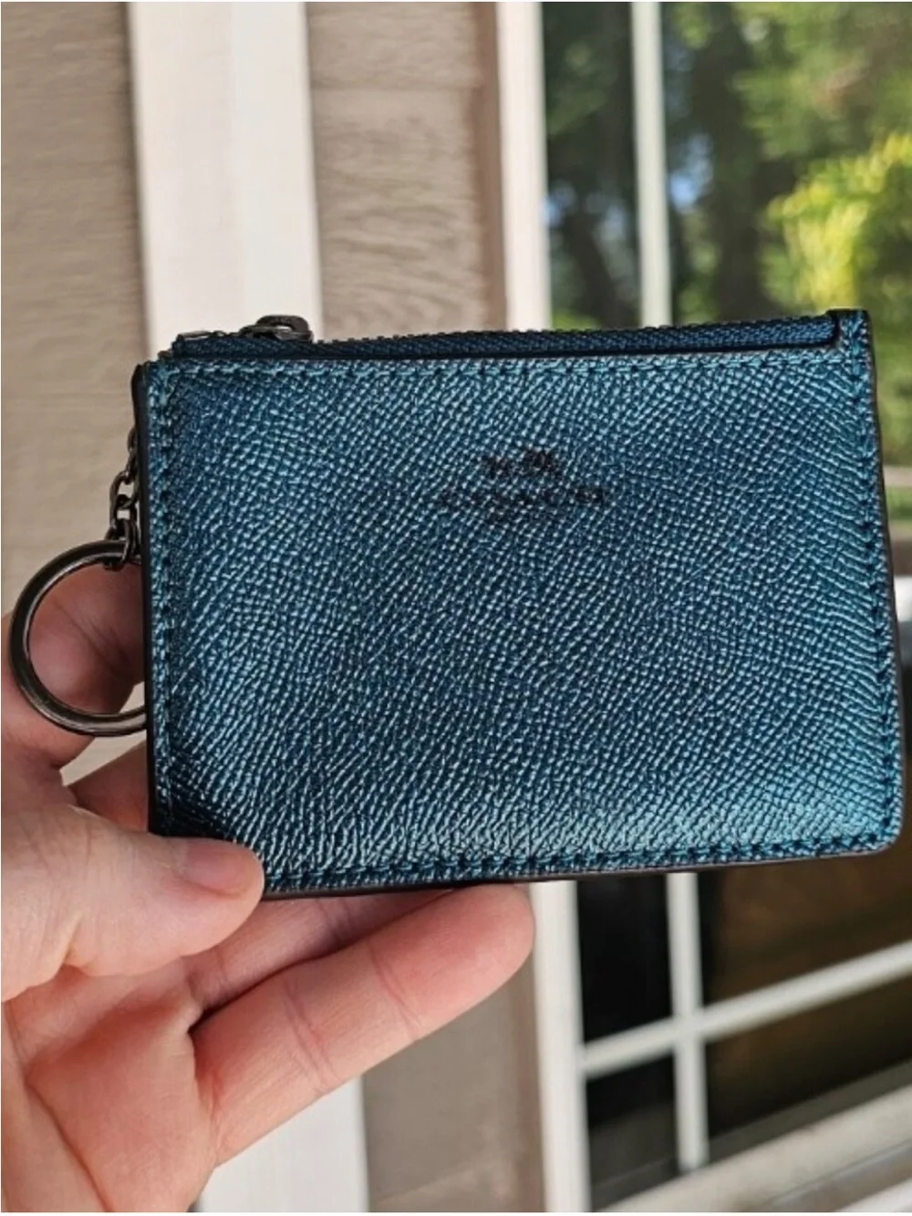 Coach Metallic Dark Turquoise Mini ID Skinny Case - 2017 - MSRP $78